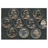 10- Mixed Proof Silver Washington Quarters