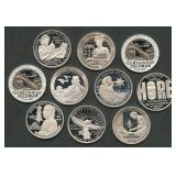 10- Mixed Proof Silver Washington Quarters