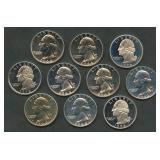 10- Mixed Proof Silver Washington Quarters
