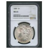 1889 Morgan Silver Dollar NGC MS 65