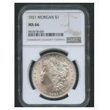 1921 Morgan Silver Dollar NGC MS 66