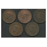5- 1834 and 1837 Coronet Head Large Cents