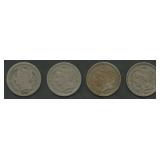 4- Mixed Three Cent Nickels