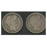 1907 and 1908-S Liberty Head Barber Half Dollar