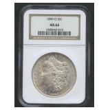 1890-O Morgan Silver Dollar NGC MS 64