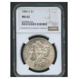 1886-S Morgan Silver Dollar NGC MS 62