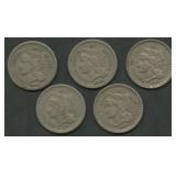 5- Mixed Three Cent Nickels