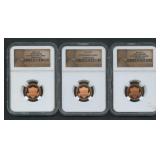 3- Mixed Lincoln Cents NGC PF69 RD ULTRA CAM