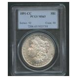 1891-CC Morgan Silver Dollar PCGS MS 63