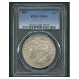 1891 Morgan Silver Dollar PCGS MS 63