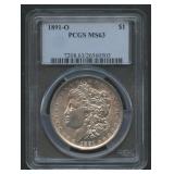 1891-O Morgan Silver Dollar PCGS MS 63