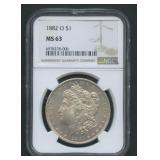 1882-O Morgan Silver Dollar NGC MS63