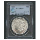 1921-S Morgan Silver Dollar PCGS MS 64