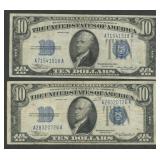 2- 1934 $10 Silver Certificates Blue Seals FR-1701