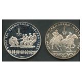 2- USSR Olympic Rounds .900 Silver 2.14 ozt TW