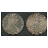 2- Austria 1780 1 Thalers .833 Silver 1.80 ozt TW