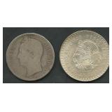 2- Mixed Foreign .900 Silver Coins 1.72 ozt TW