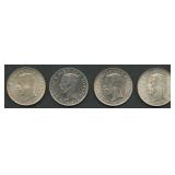 (1.92 ozt TW) 4- Mixed Sweden 2 Kronas .800 Silver