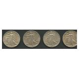 4- 1941 Walking Liberty Half Dollars Higher Grade