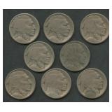 8- Mixed 1916-D and 1916-S Buffalo Nickels