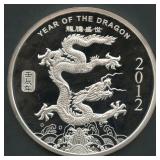 2012 China Year of Dragon .999 Silver Rd. 10 ozt