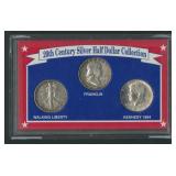 20th Century Silver Half Collection Display