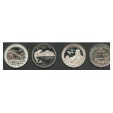 4- Mixed Silver Proof Washington Quarters