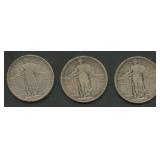 3- 1917 Dated Type 1 Standing Liberty Quarters
