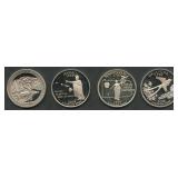 4- Mixed Silver Proof 'S' Statehood Quarters