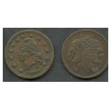 2- Mixed Civil War Tokens:  Patriotic & Store Card