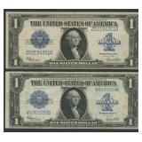 2- 1923 $1 Silver Certificates Blue Seal FR-237