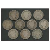10- Mixed O-Mint Liberty Head Barber Dimes
