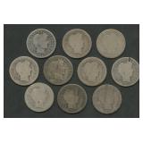 10- Mixed S-Mint Liberty Head Barber Dimes