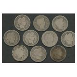 10- Mixed O-Mint Liberty Head Barber Dimes