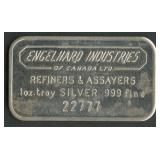 Engelhard Industries Canada .999 Silver Bar 1 ozt