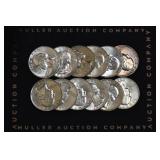 12- Mixed Silver Washington Quarters 1945-64
