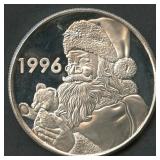 1996 Santa Holiday Round .999 Silver 1 ozt