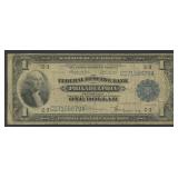 1918 $1 Fed Res Bank Note Green Eagle FR-715