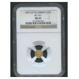 1870 Octagonal Liberty 25 Cent BG-761 NGC MS62