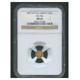1870 Octaginal Liberty 25 Cent BG-762 NGC MS62