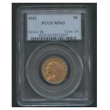 1912 $5 Gold Indian PCGS MS63 0.2419ozt