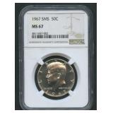 1967 SMS 40% Silver Kennedy Half NGC MS 67