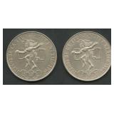 (1.45 ozt TW) 2- 1968 Mexico 25 Pesos .720 Silver