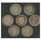 7- Mixed O-Mint Liberty Head Barber Dimes