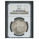 1882 Morgan Silver Dollar NGC MS 62