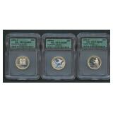 3- Mixed Silver State Quarters ICG PR70 DCAM