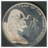 2022 Year of the Tiger .999 Silver Round 1 ozt