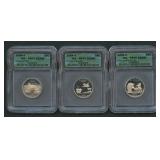 3- Mixed Silver State Quarters ICG PR70 DCAM