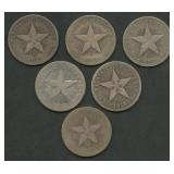 (0.96 ozt TW) 6- Mixed Cuba 20 Cent .900 Silver