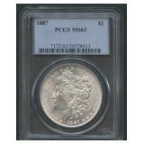 1887 Morgan Silver Dollar PCGS MS 63
